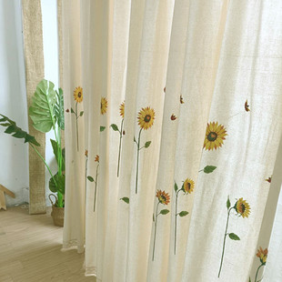 iyr7古朴日系小清新棉麻窗帘成品帘亚麻手工布料飘窗阳台田园麻布