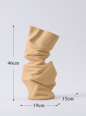 ins北欧风复古花瓶批发美式兰迪莫古典陶瓷水培仿真褶皱艺术摆件