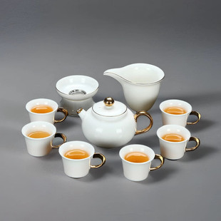 羊脂玉陶瓷家用客厅茶壶茶杯办公室会客耳杯芳华白瓷功夫茶具