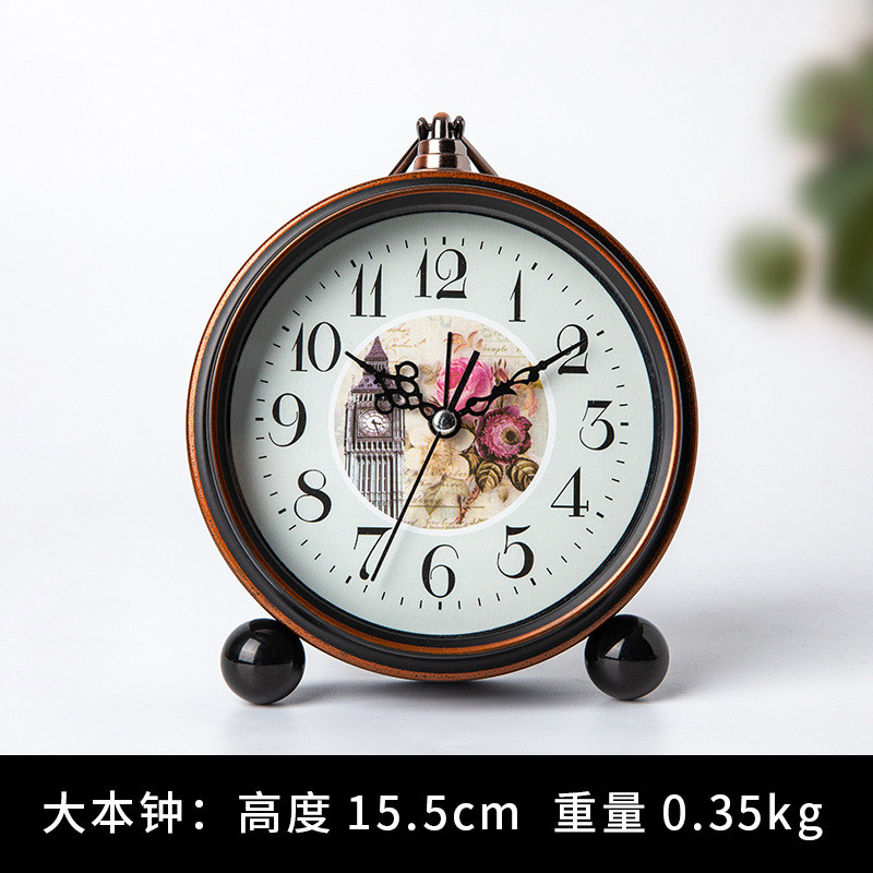ke3c欧式复古桌面表床头小闹钟台式钟表摆件摆钟家用