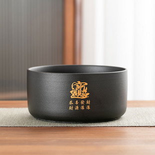 29n黑陶茶洗缸家用中式笔洗陶瓷茶渣缸茶桶茶水废水缸茶杯收纳缸