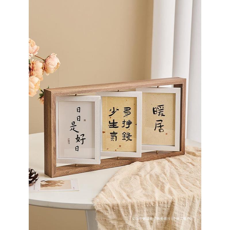 创意6寸7寸木质双面旋转相框摆台相架多张六寸七寸三联组合照片墙