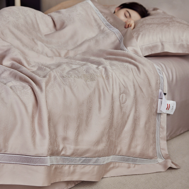 100支提花精天丝兰夏被四件套冰丝凉感空调被可机洗夏季薄被子