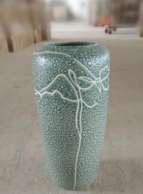 简约大号酒店中式复古粗陶罐景德镇陶瓷现代客厅落地花瓶软装摆件