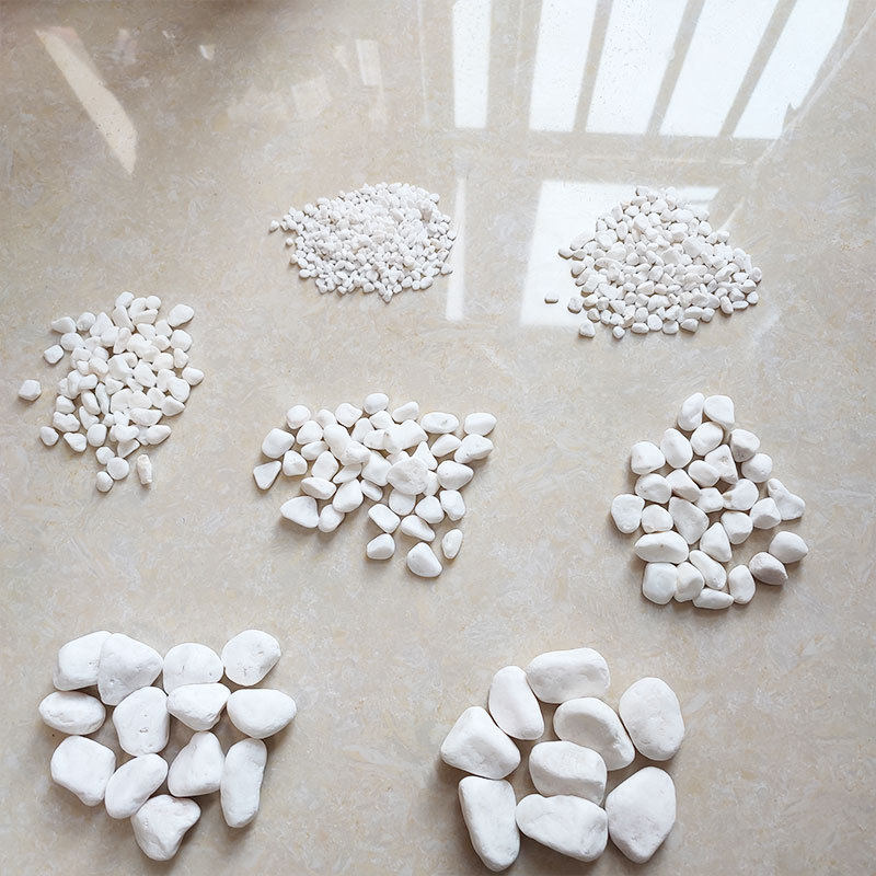 现货批发花卉水培白石子白园林铺路别墅装饰机制庭院花园卵石