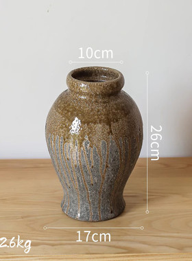花盆粗陶艺术陶罐花瓶陶盆复古做旧陶土插花手工古风陶瓷花盆镶嵌