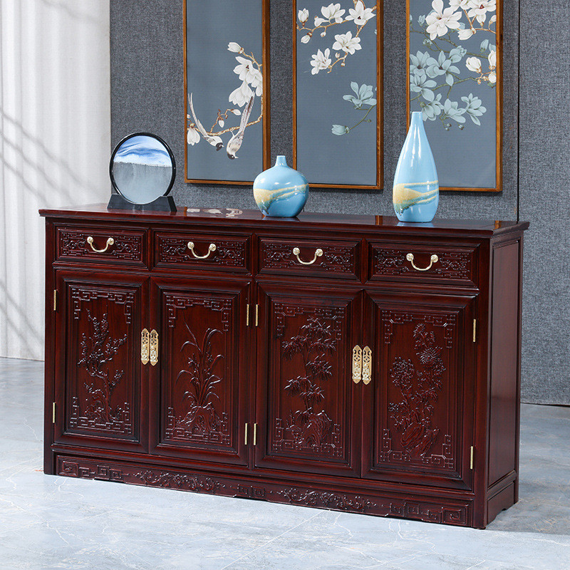 z苎1餐边柜非洲酸枝木实木酒柜餐厅中式茶水柜客厅玄关储物柜高端