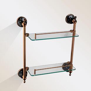 热销新款欧式浴室双层平台酒店卫生间挂件置物架厨卫玻璃套装厂家