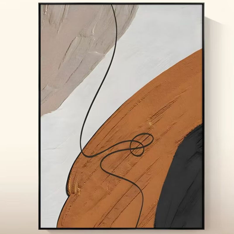 手绘厚肌理砂岩立体油画橙色客厅玄关墙壁抽象挂画竖版手工装饰画