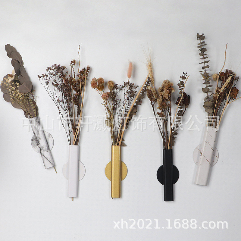 北欧创意墙上粘贴花器装饰花瓶墙壁饰品干花器免打孔客厅家居装饰