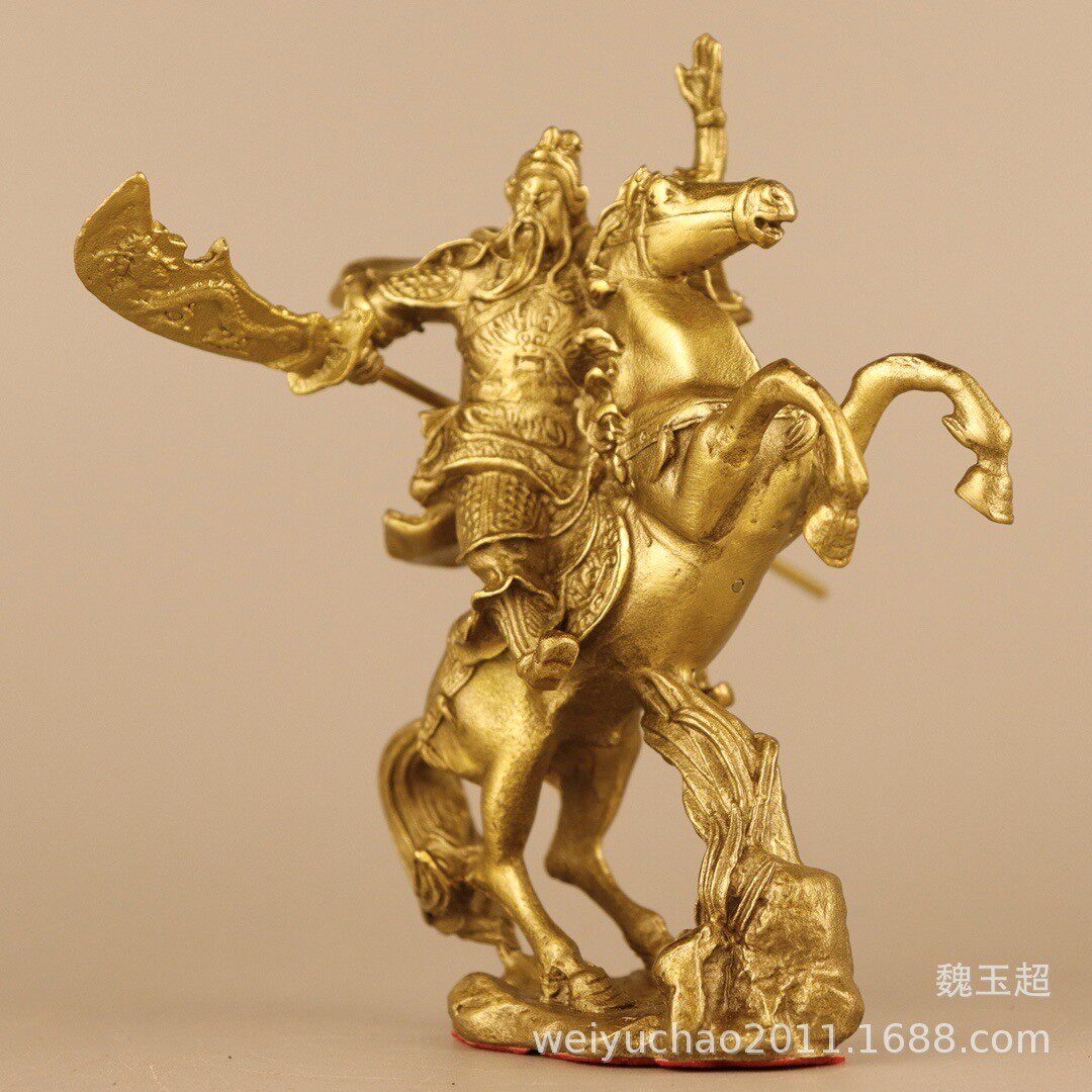纯铜关公关羽马武财神爷神像摆件骑大刀关二爷客厅办公室开业礼品