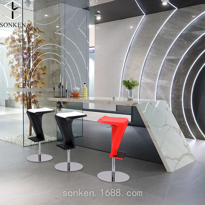 热销新款创意设计酒吧椅客升降旋转吧椅前台高脚接待椅子abs/pu皮