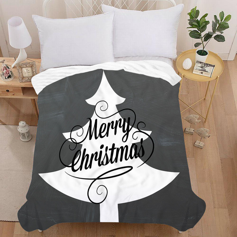 厂家直供3d印花法兰毯双层绒毯午睡盖毯空调毯圣诞系列可一件起订