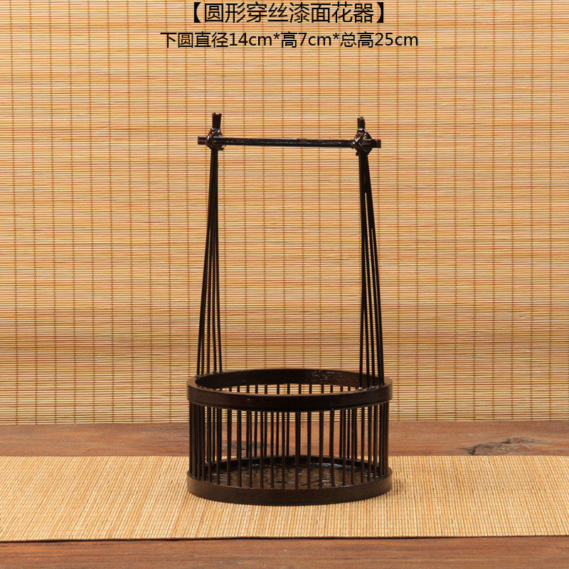 i9at竹编花器花瓶田园流花道插花花篮花盆手工竹藤编小原禅意茶台