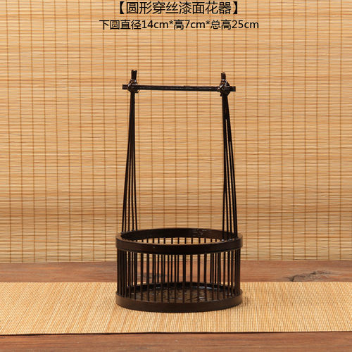 i9at编花器花瓶小原流花道插花花篮花盆手工竹藤竹编田园禅意茶台