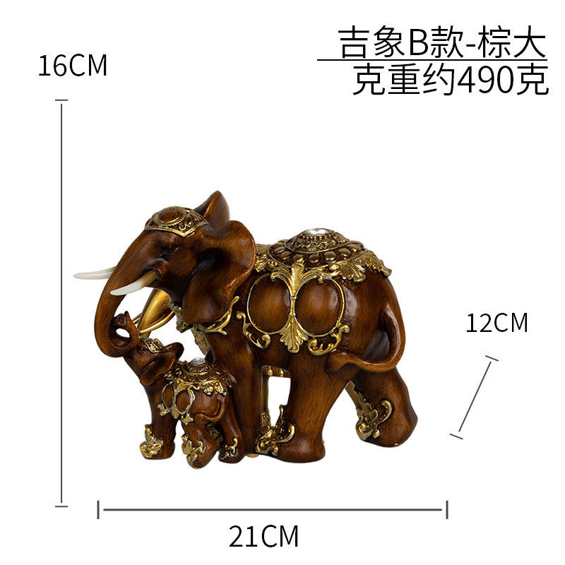 大象珐琅树脂摆件工艺品创意家居中式办公桌电视柜办公室装饰