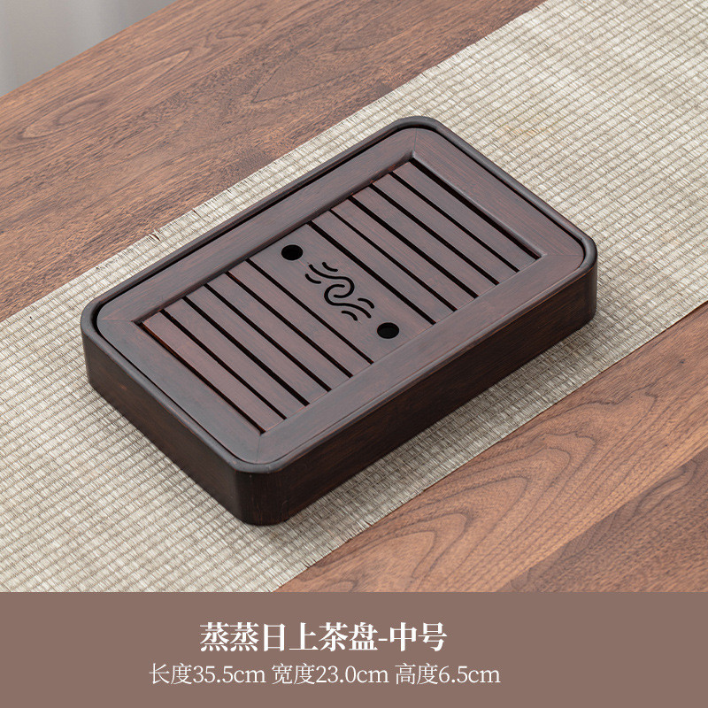 闽政楠竹茶盘家用会客托盘长方形复古小型储水式中式简易沥水茶台