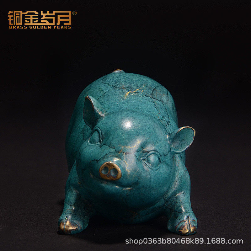 铜金岁月铜猪摆件生肖创意猪宝宝新年猪可爱茶宠工艺礼品