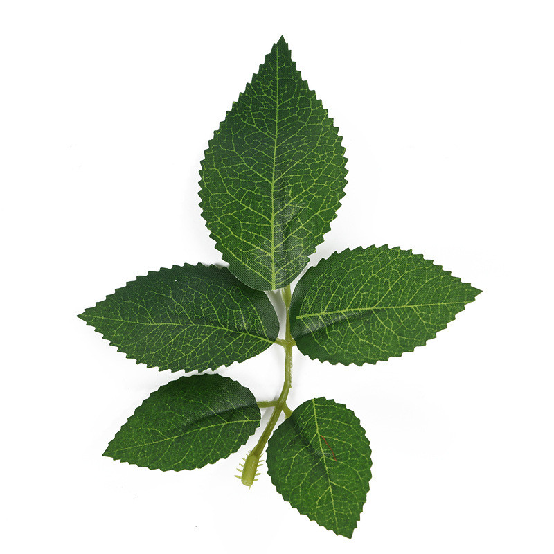 料玫瑰叶子人造丝网花布仿真植物假玫瑰花叶片插花配件厂家直销