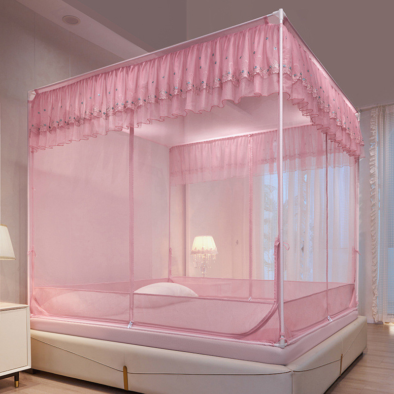 公主风坐床拉链蚊帐全子家用小孩防摔1.5米1.8m2x2.2床纹账底新款