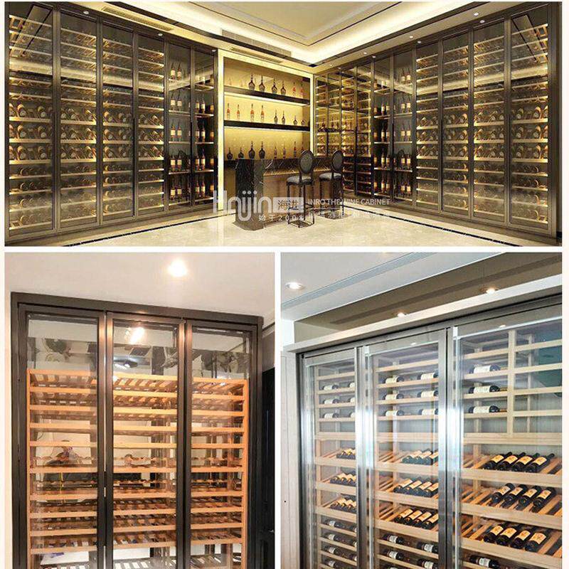 商用定制恒温玻璃不锈钢酒柜红酒展示柜私人酒店高端定制酒窖酒柜