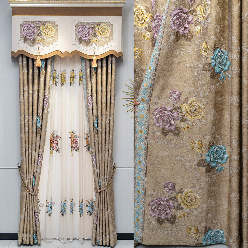 厂家直销新款豪华客厅卧室高精密4D大浮雕窗帘遮光提花窗帘成品