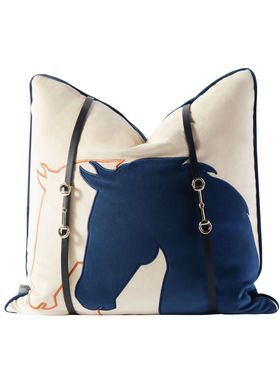 轻奢大平马头靠枕定制样板间沙发抱枕套ins风床上靠背别墅蓝色层