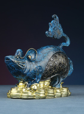 【鼠你有福】彩客厅十二生肖鼠摆件工艺品铜办公室家居装饰品