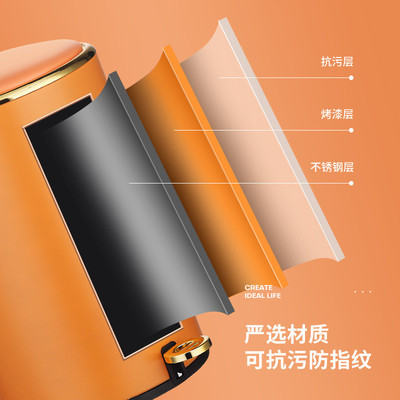 热销垃圾桶办公厨房垃圾桶客厅卧室浴室家用脚踏dustbin不锈钢垃