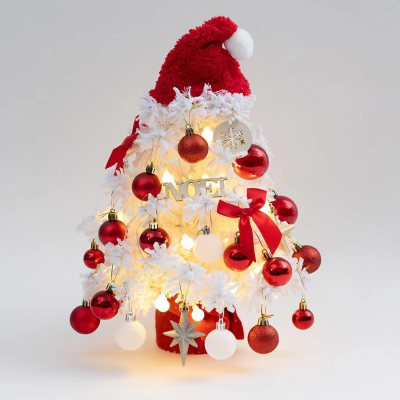 圣诞装饰品餐厅绒迷你圣诞树套餐led装饰小型家用植桌面氛围摆件