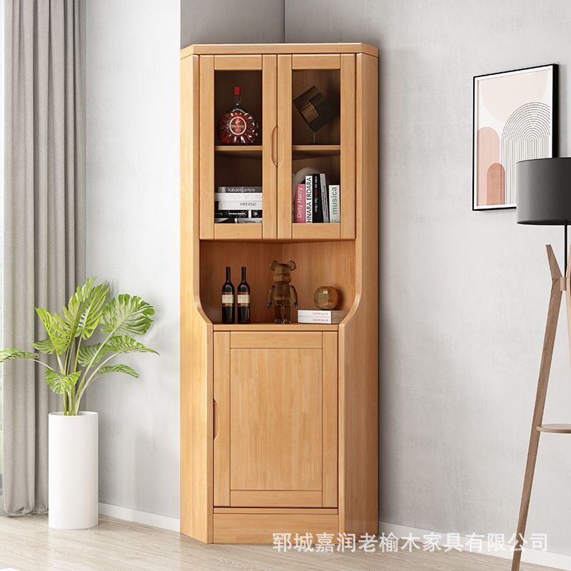 老榆木转角客厅角柜书柜餐厅餐边柜酒柜边角柜客厅储物柜茶水柜