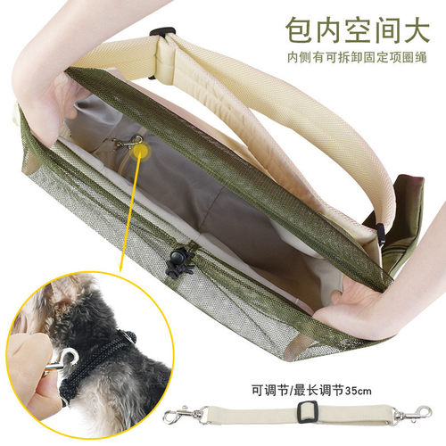 韩版简约外出旅行手提单肩斜挎宠物包新款帆布大容量折叠宠物包