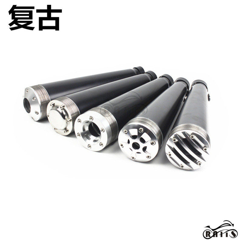 包邮摩托车改装排气管复古不锈钢哈雷大排量可用双排多款喇叭炸街