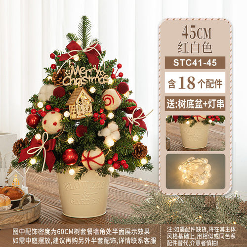 新款圣诞树迷你桌面摆件diy材料包装饰豪华加密pe铁桶圣诞树