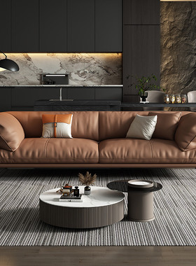 热销1vpr极简现代意式耐刮防污科技布猫抓皮沙发客厅免拆洗三四人