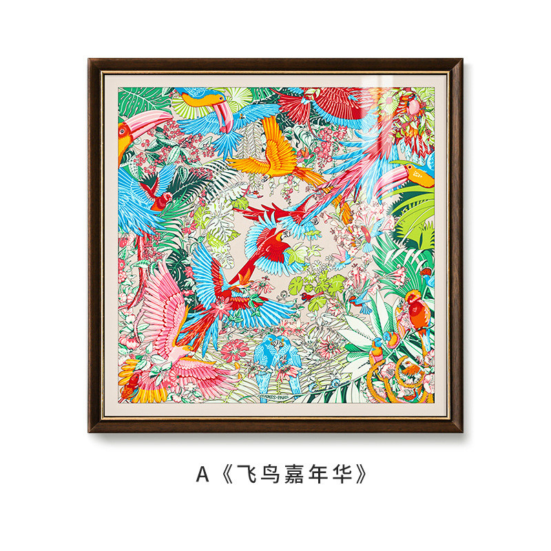 客厅美式背景墙装饰画中古奶油风卧室挂画餐厅复古法式组合壁画