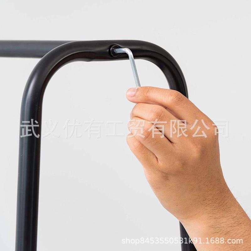 厂家直供晾衣架多层收纳置物铁质单杆室内简约落地挂衣架家用黑色