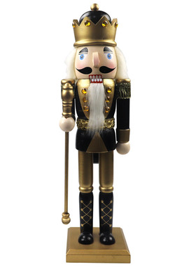 新款黑金国王士兵胡桃夹子圣诞节色用于桌面的节日装饰品摆件