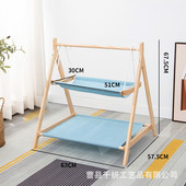 实木悬挂宠物摇床猫咪摇篮双层猫窝四季 通用秋千可拆洗吊床可拆架