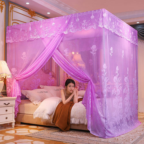 金迪娇单开床帘落地式伸缩款1.5米1.8宫廷蚊帐公主风双人家用门