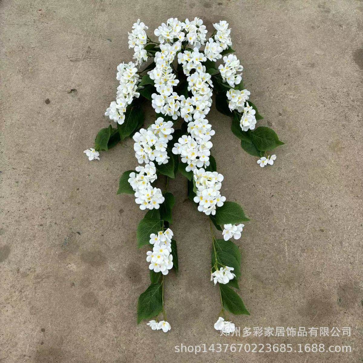 网红茉莉桂花咖啡奶茶门头仿真茉莉花瀑布花墙布置拍照打卡背景