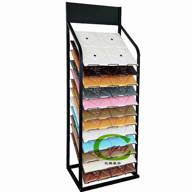 广东铭杨直销展示硅藻泥软包地毯艺术壁纸样品板金属多层陈列架