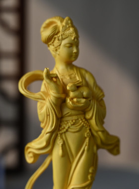 黄杨木礼品摆件木雕人物嫦娥仙子家居工艺品摆饰中秋节嫦娥奔月