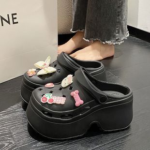 女款 高货轻奢防滑不臭EVA洞洞鞋 两穿厚底卡通办公室沙滩可爱包头