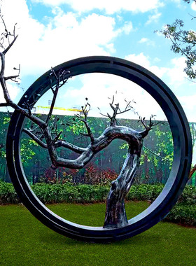 不锈钢景观园林山鹿圆环校园城市地标假小品月亮浪花大型雕塑定制