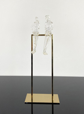 现代简约新中式树脂两小无猜书房摆件客厅电视台书柜时尚轻装饰品