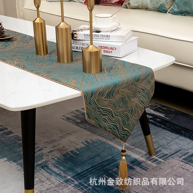 高档款简约北欧式桌旗轻奢风美式爆奢华茶几餐桌布床尾巾批发