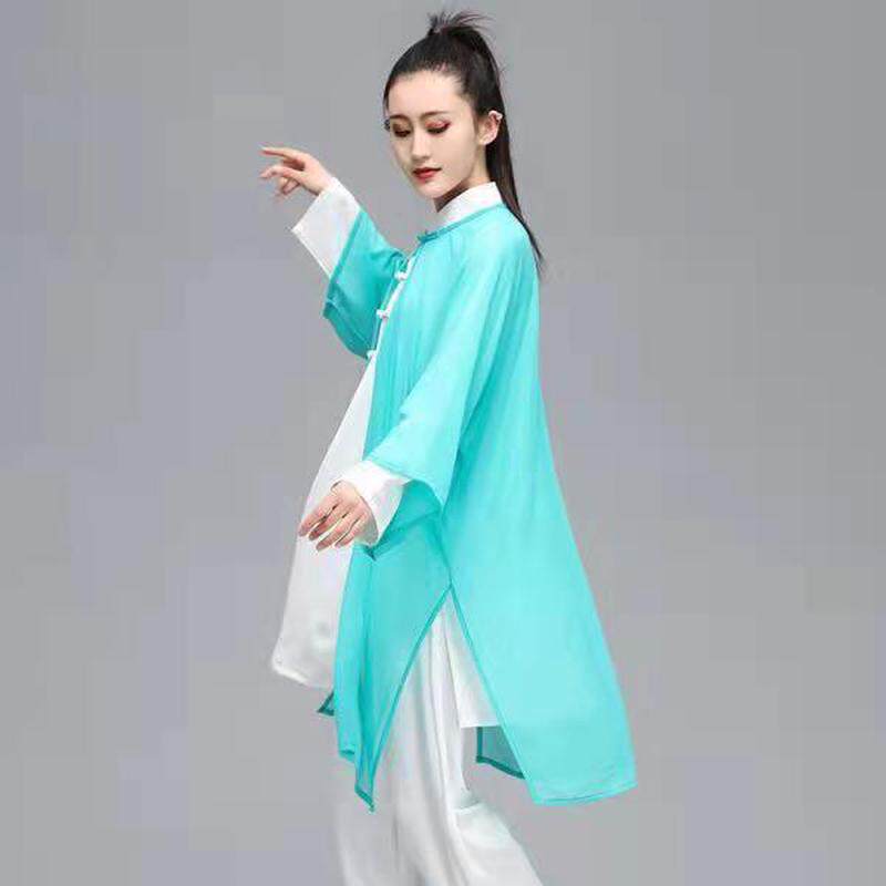 中国风太极服女披纱观赏太极表演比赛服网红款男单件披风披肩纱衣