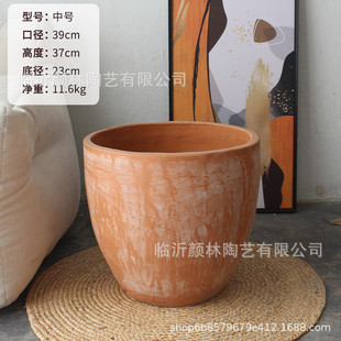 盆乡村陶盆外贸花盆出口盆罗马美式橘色栽树盆土陶缸盆粗陶土盆大