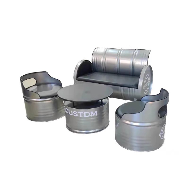 工业风油桶清酒吧铁艺餐厅茶几服装店沙发接待奶茶店卡座桌椅组合